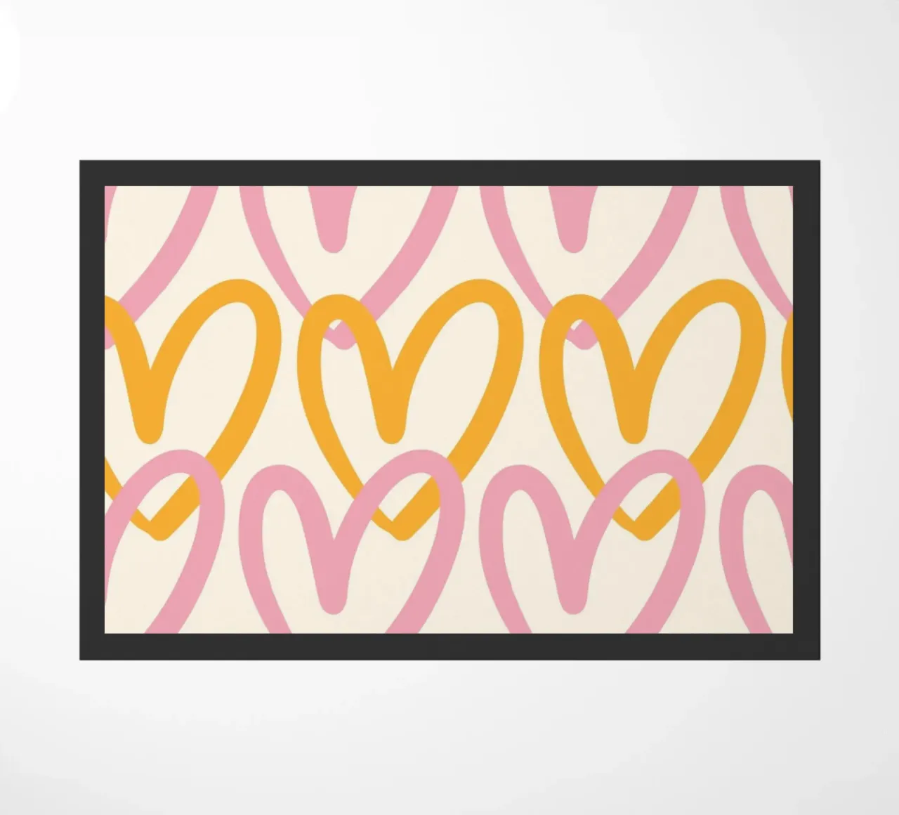 Groovy Pink & Orange Heart Pattern Print doormat by homdeco