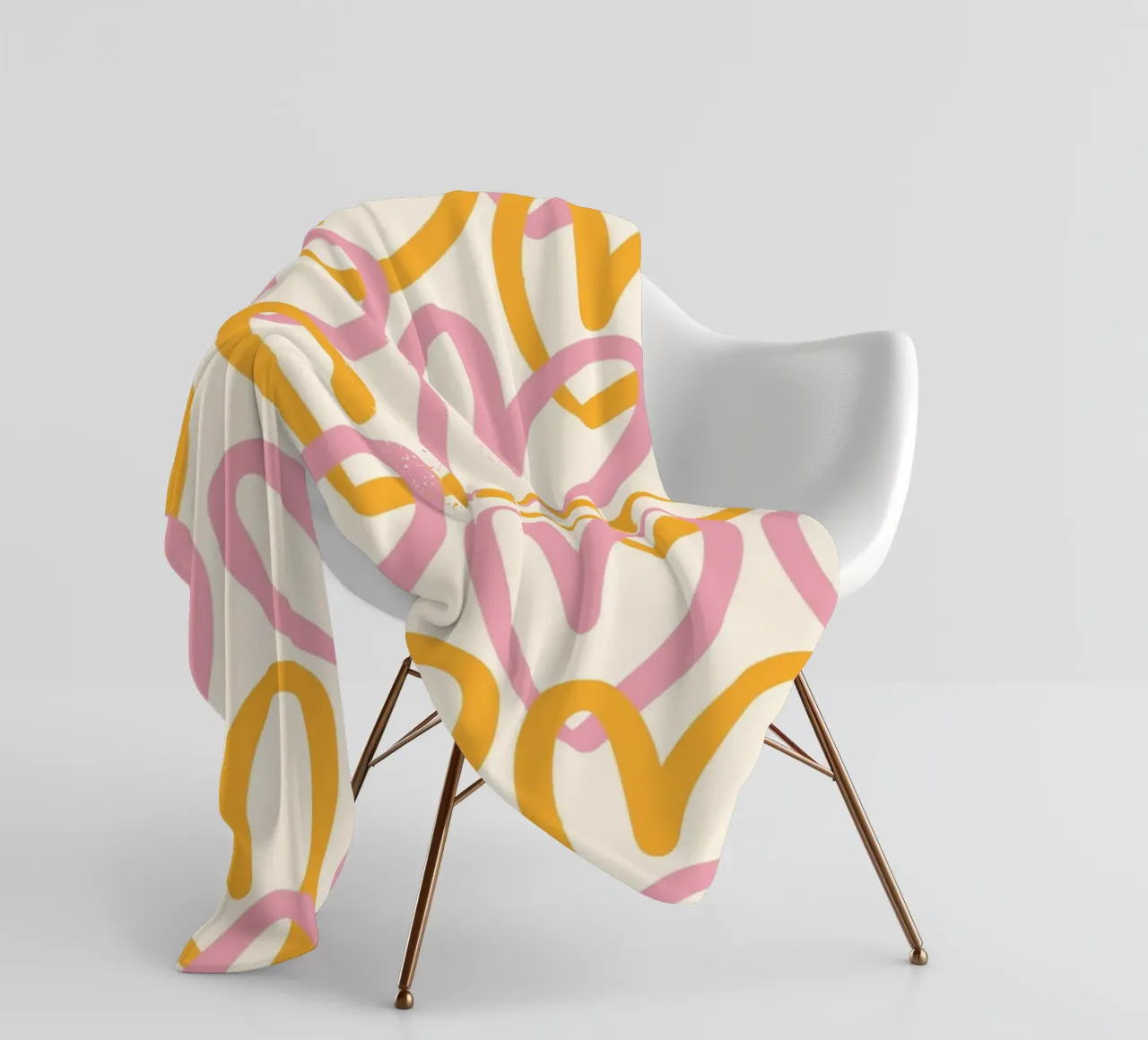 Groovy Pink & Orange Heart Pattern Print fleece blanket by homdeco
