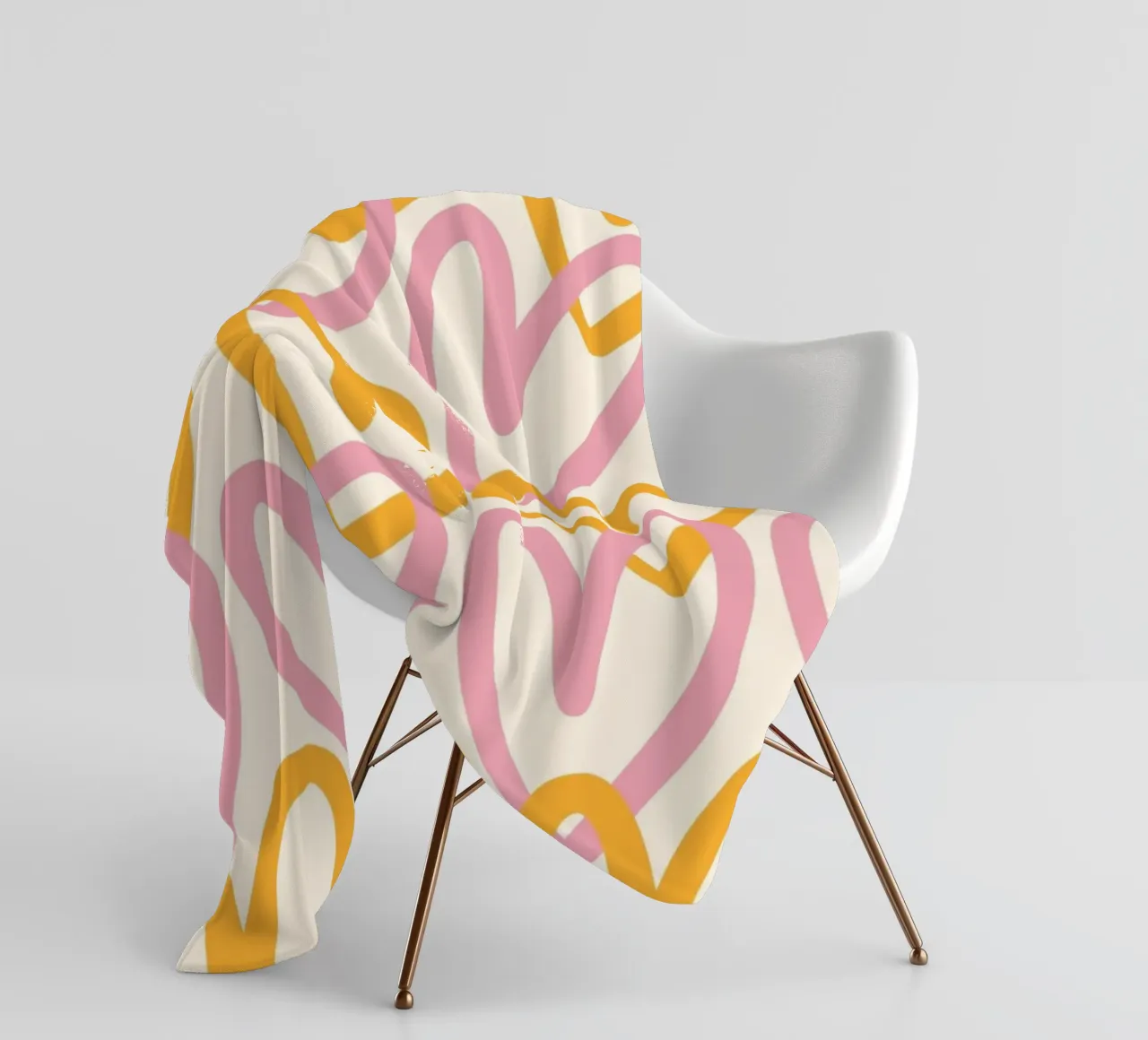 Groovy Pink & Orange Heart Pattern Print fleece blanket by homdeco