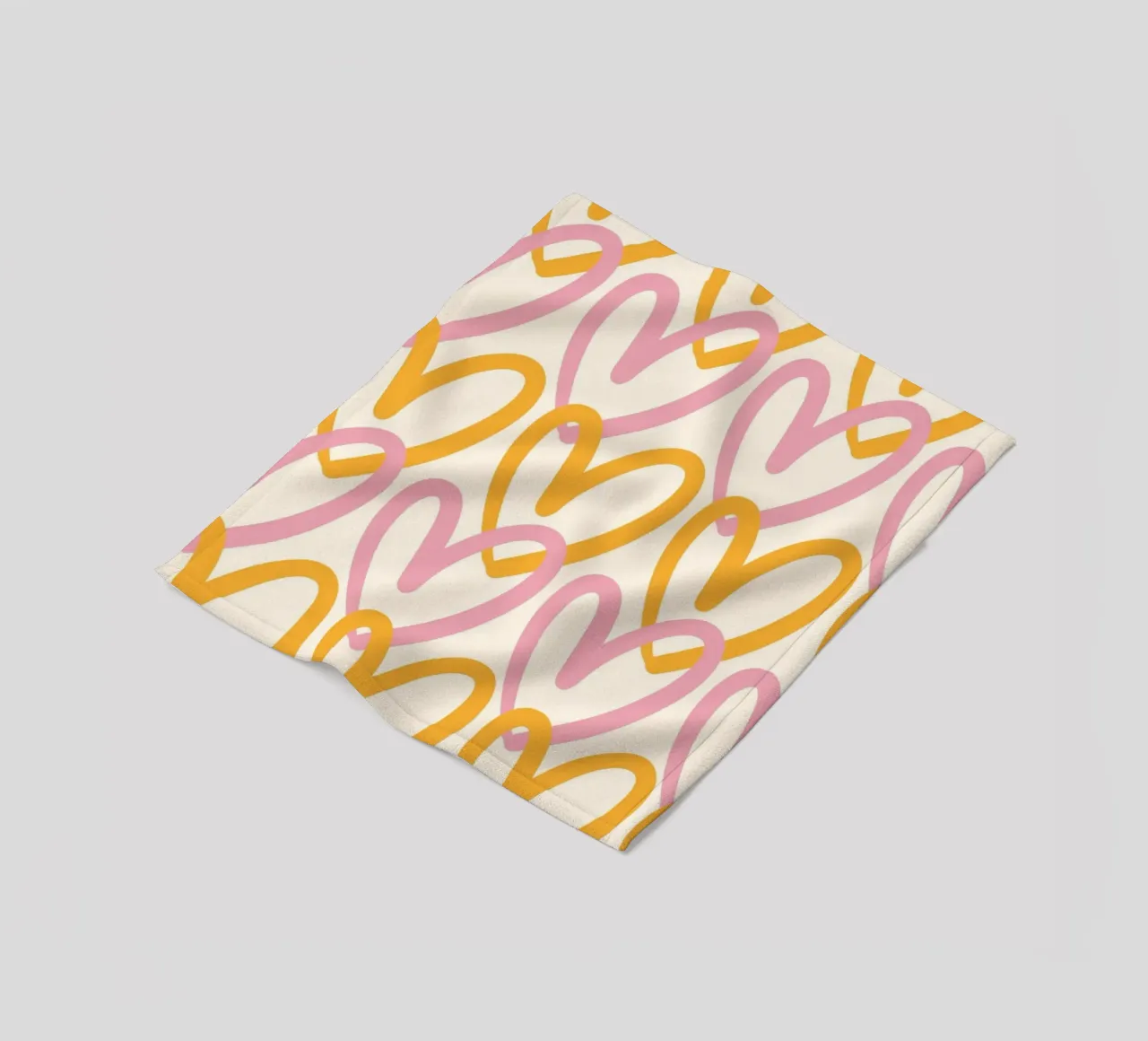 Groovy Pink & Orange Heart Pattern Print fleece blanket by homdeco