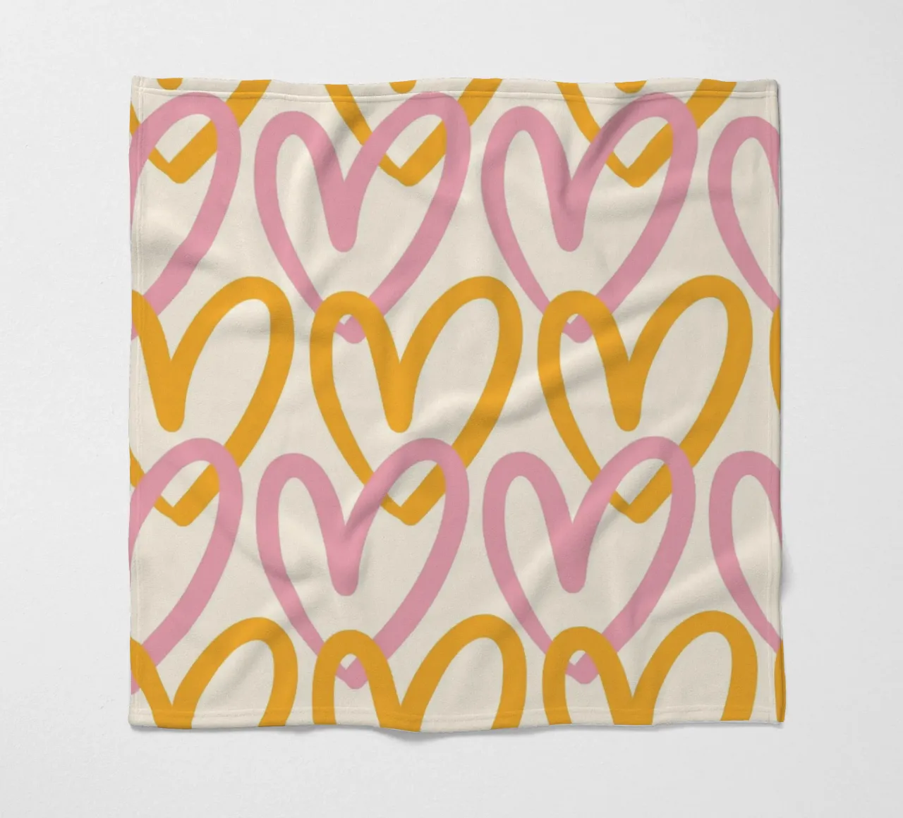 Groovy Pink & Orange Heart Pattern Print fleece blanket by homdeco