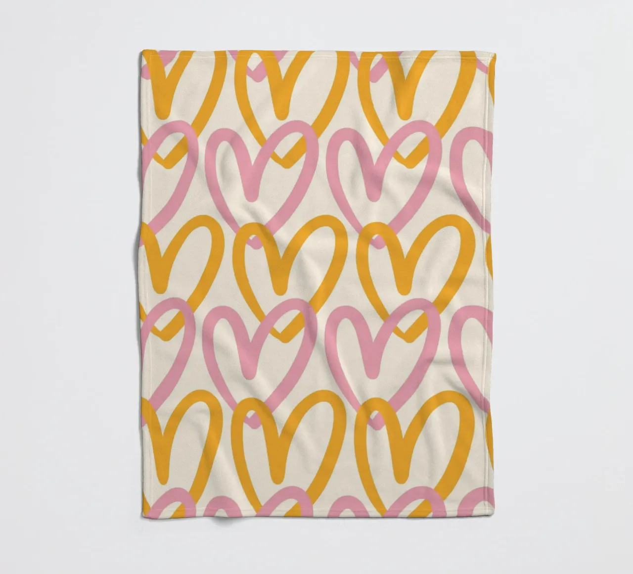 Groovy Pink & Orange Heart Pattern Print fleece blanket by homdeco