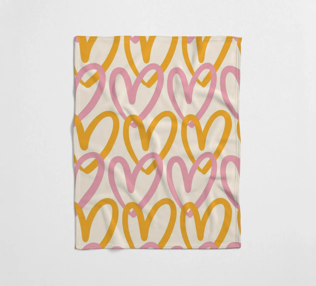 Groovy Pink & Orange Heart Pattern Print fleece blanket by homdeco