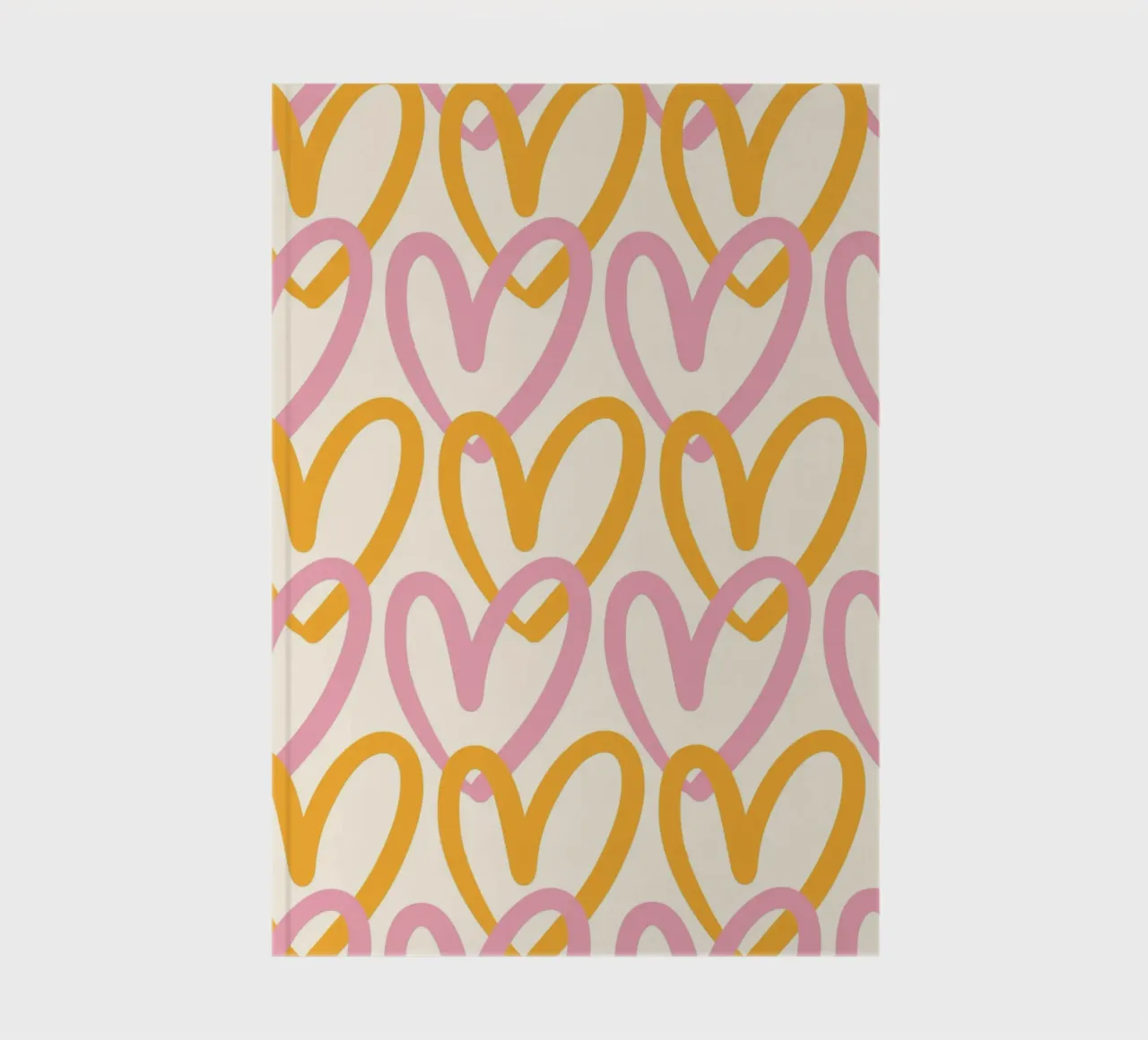 Groovy Pink & Orange Heart Pattern Print notebook by homdeco