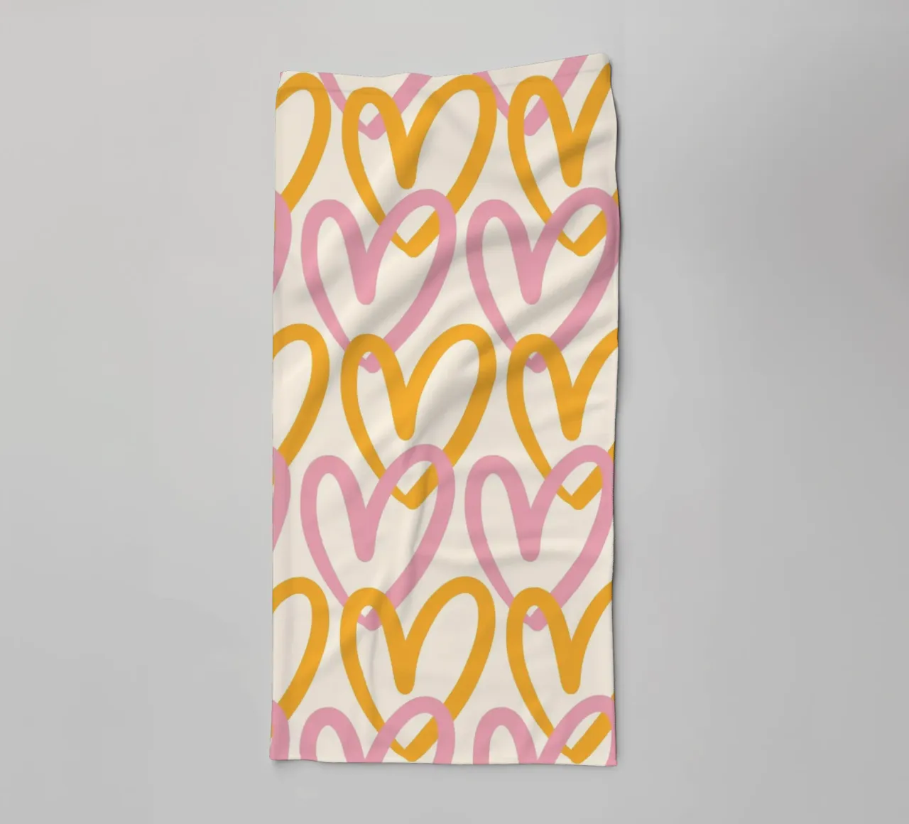 Groovy Pink & Orange Heart Pattern Print towel by homdeco