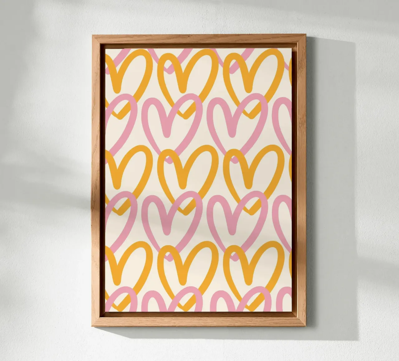 Groovy Pink & Orange Heart Pattern Print alu-dibond by homdeco
