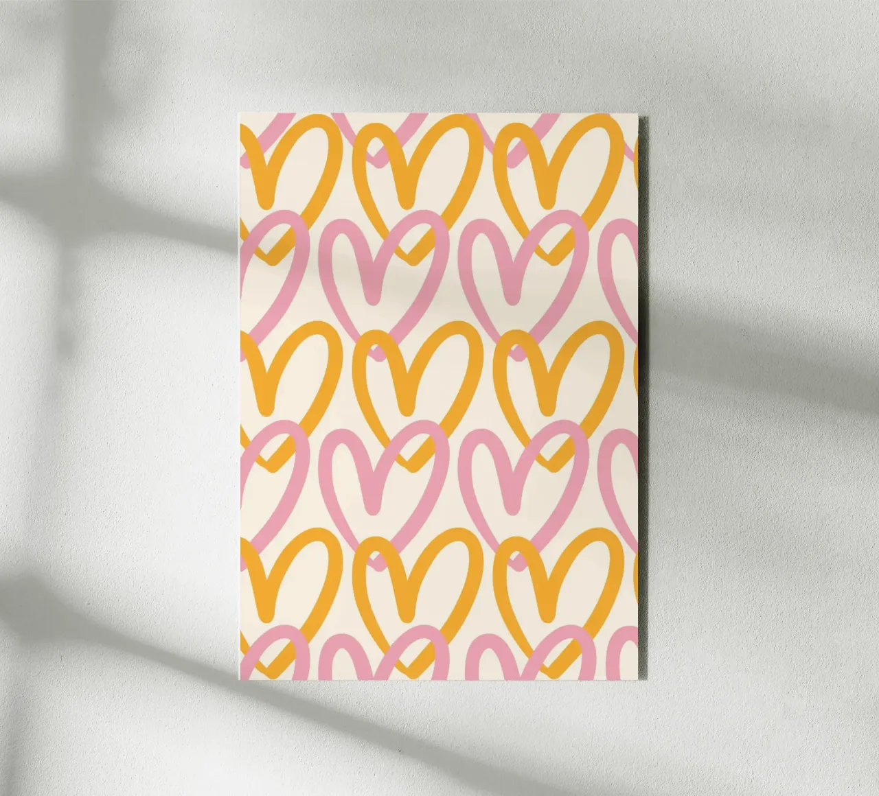 Groovy Pink & Orange Heart Pattern Print alu-dibond by homdeco