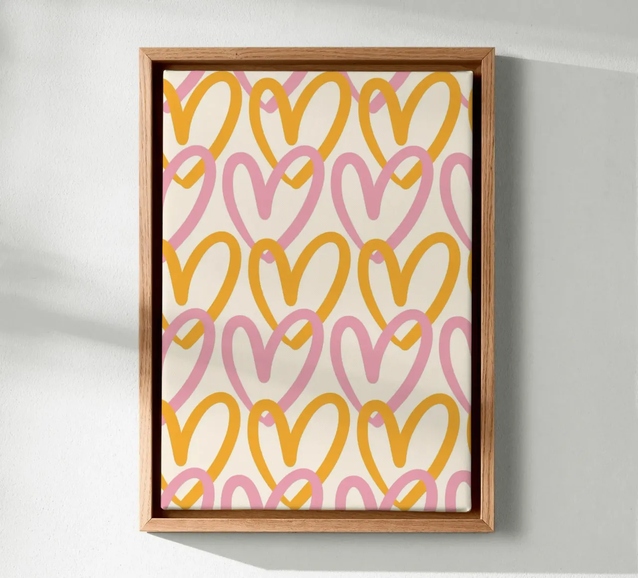 Groovy Pink & Orange Heart Pattern Print canvas by homdeco
