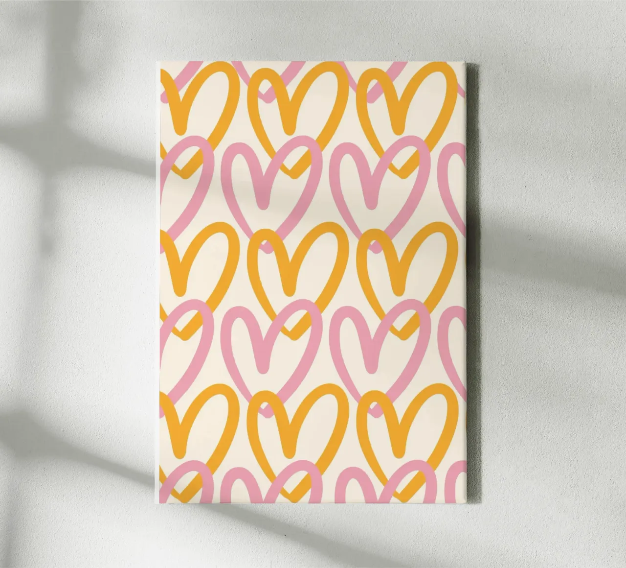 Groovy Pink & Orange Heart Pattern Print canvas by homdeco
