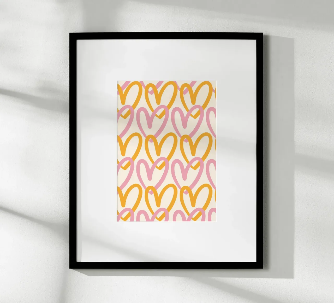 Groovy Pink & Orange Heart Pattern Print hahnemühle by homdeco