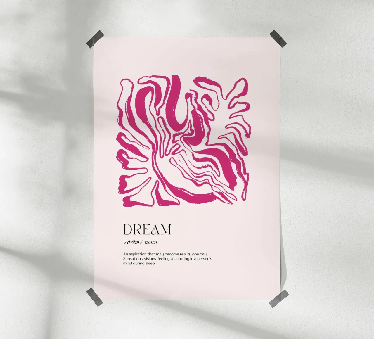 DREAM Definition Abstract Pink Organic Shapes Print hahnemühle by homdeco