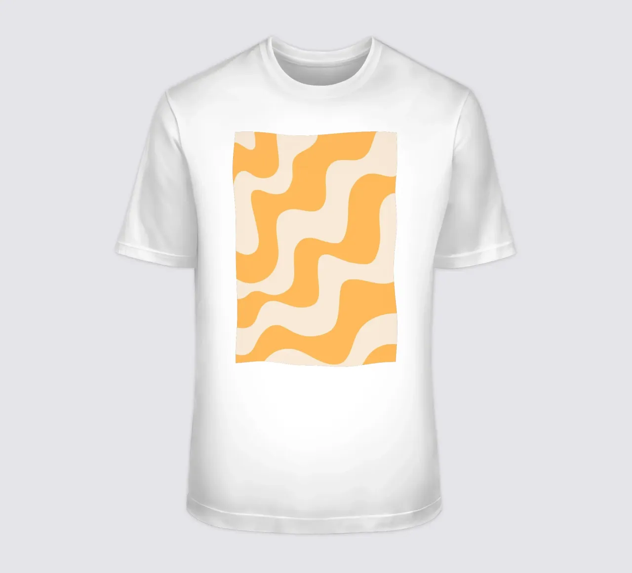 Retro Orange & Cream Wavy Abstract Print t-shirt by homdeco