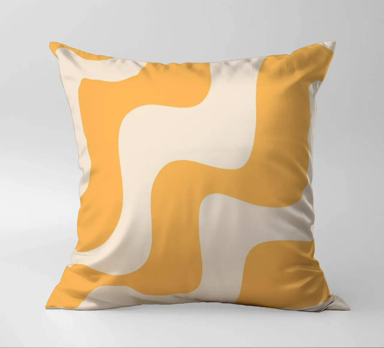 Retro Orange & Cream Wavy Abstract Print decorative cushion by homdeco