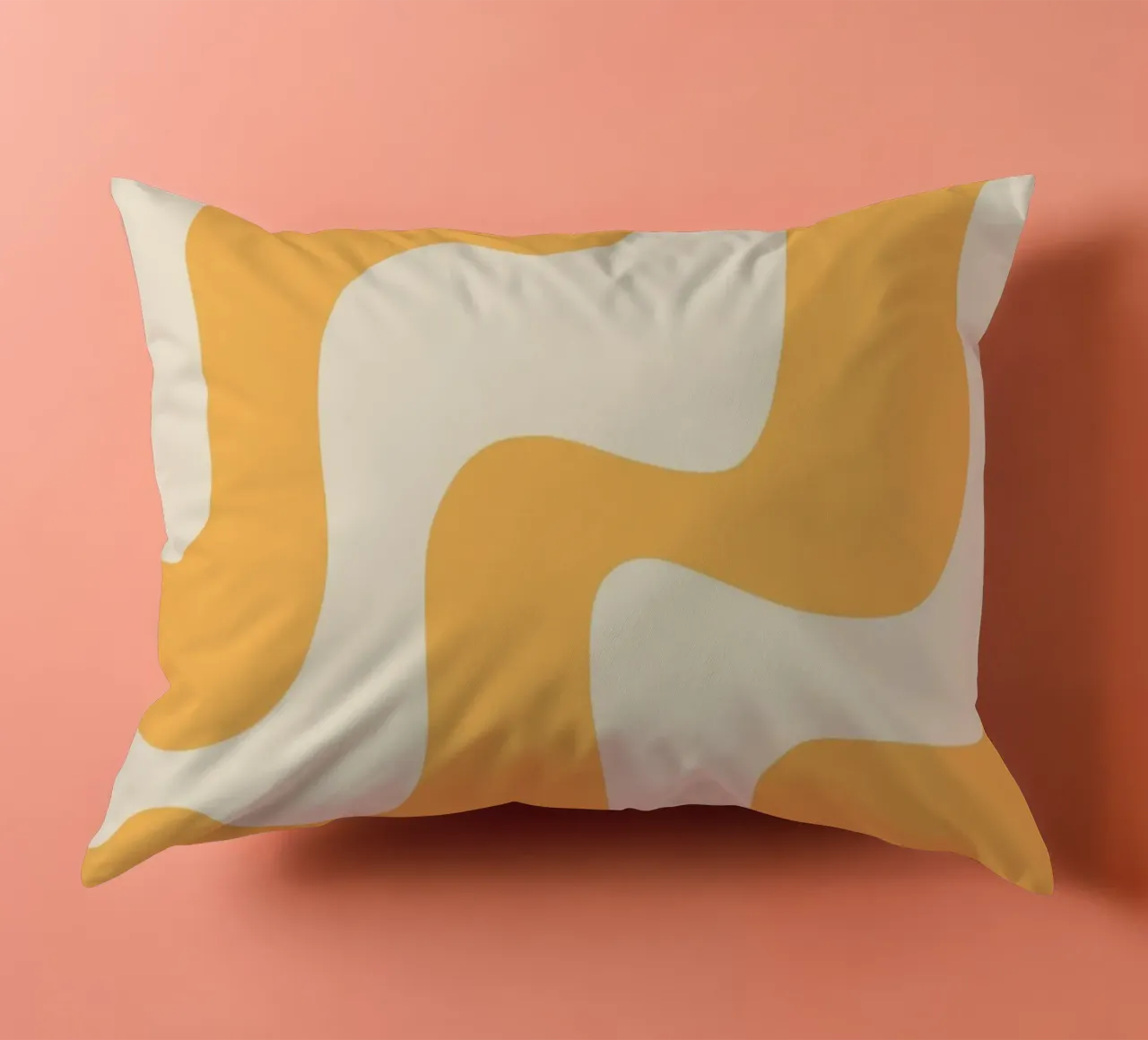 Retro Orange & Cream Wavy Abstract Print decorative cushion by homdeco