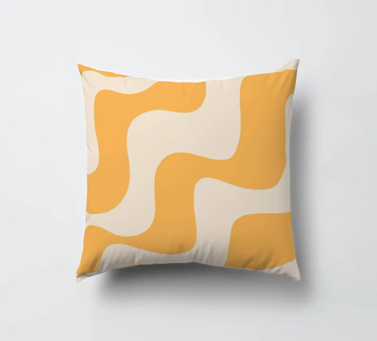 Retro Orange & Cream Wavy Abstract Print decorative cushion by homdeco