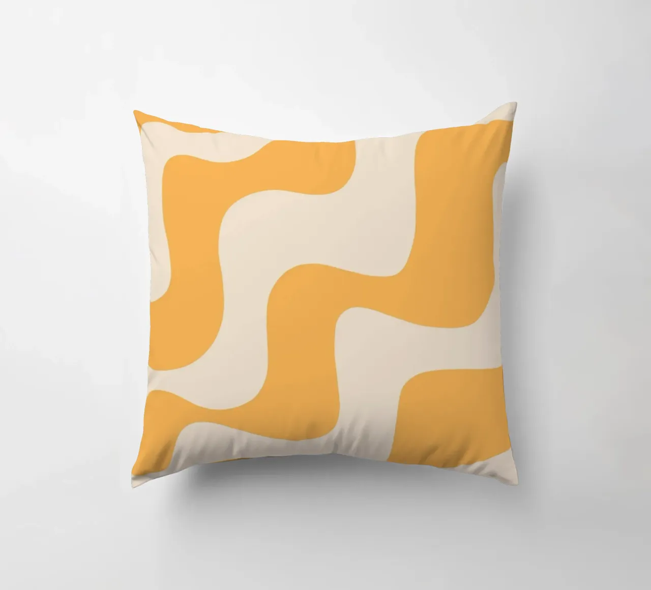 Retro Orange & Cream Wavy Abstract Print decorative cushion by homdeco