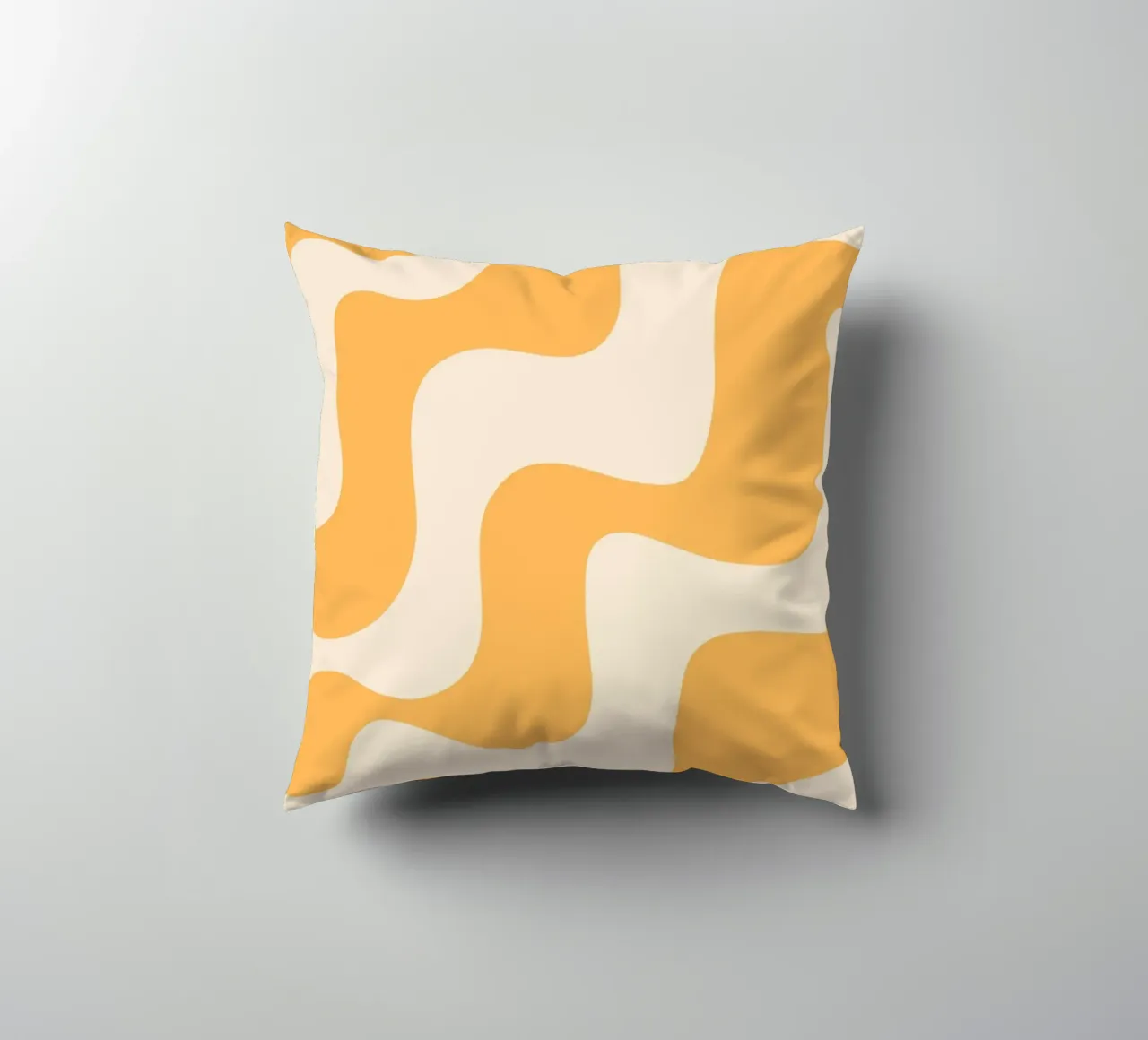 Retro Orange & Cream Wavy Abstract Print decorative cushion by homdeco