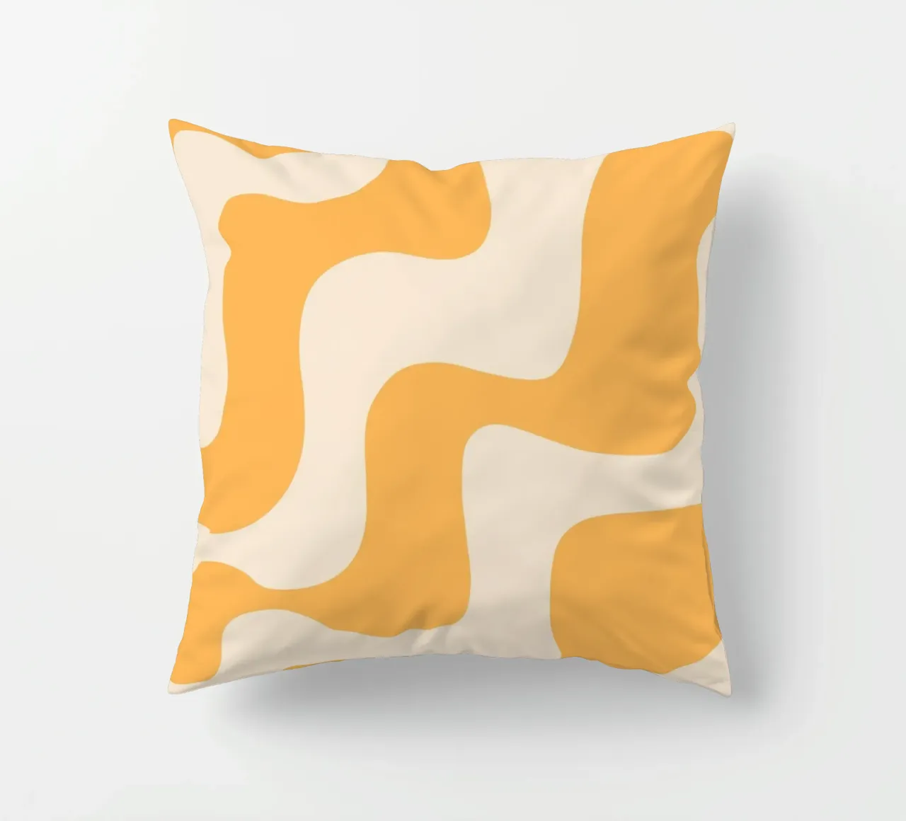 Retro Orange & Cream Wavy Abstract Print decorative cushion by homdeco