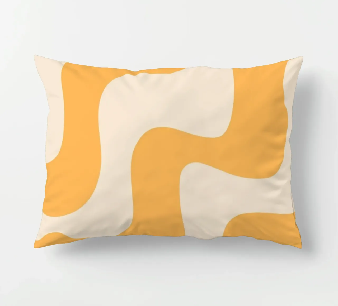 Retro Orange & Cream Wavy Abstract Print decorative cushion by homdeco