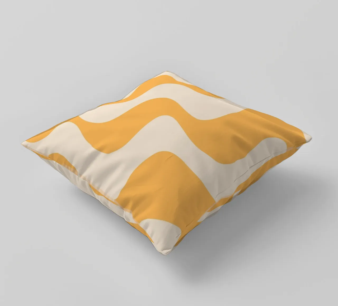 Retro Orange & Cream Wavy Abstract Print decorative cushion by homdeco