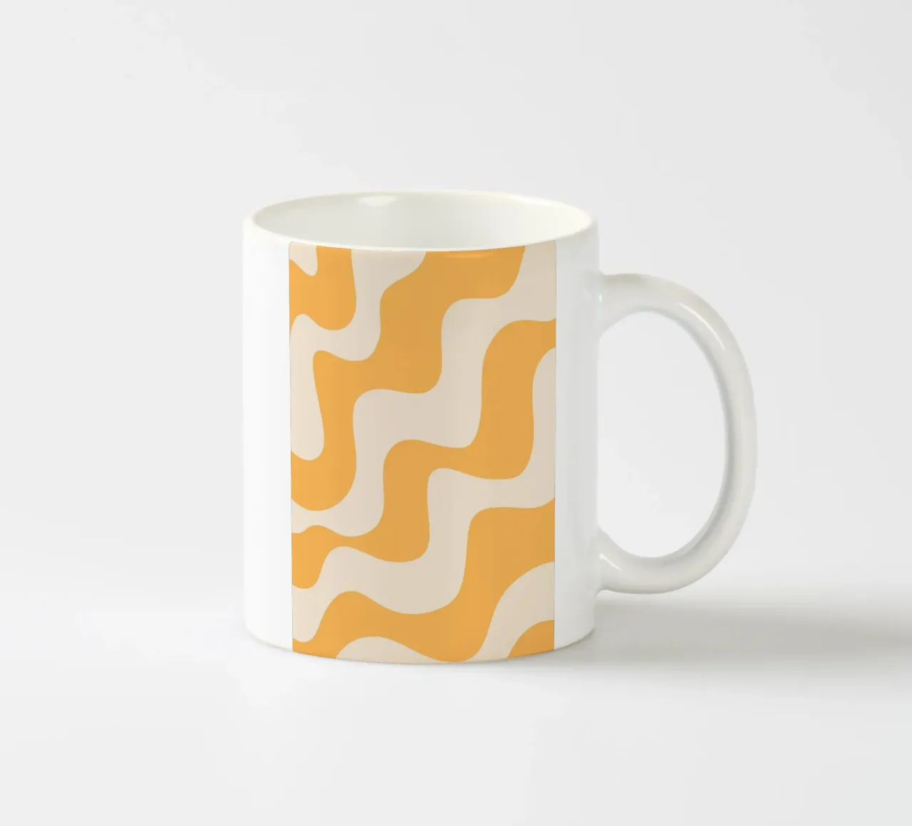 Retro oranje & creme golvende abstracte print keramische mok van homdeco