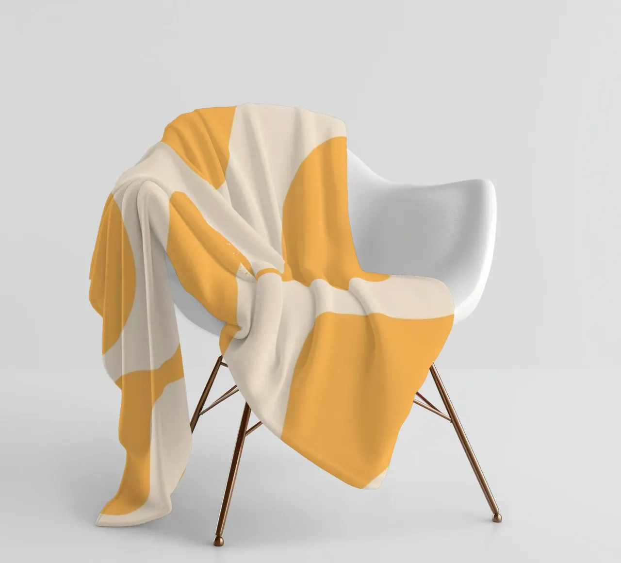 Retro Orange & Cream Wavy Abstract Print fleece blanket by homdeco