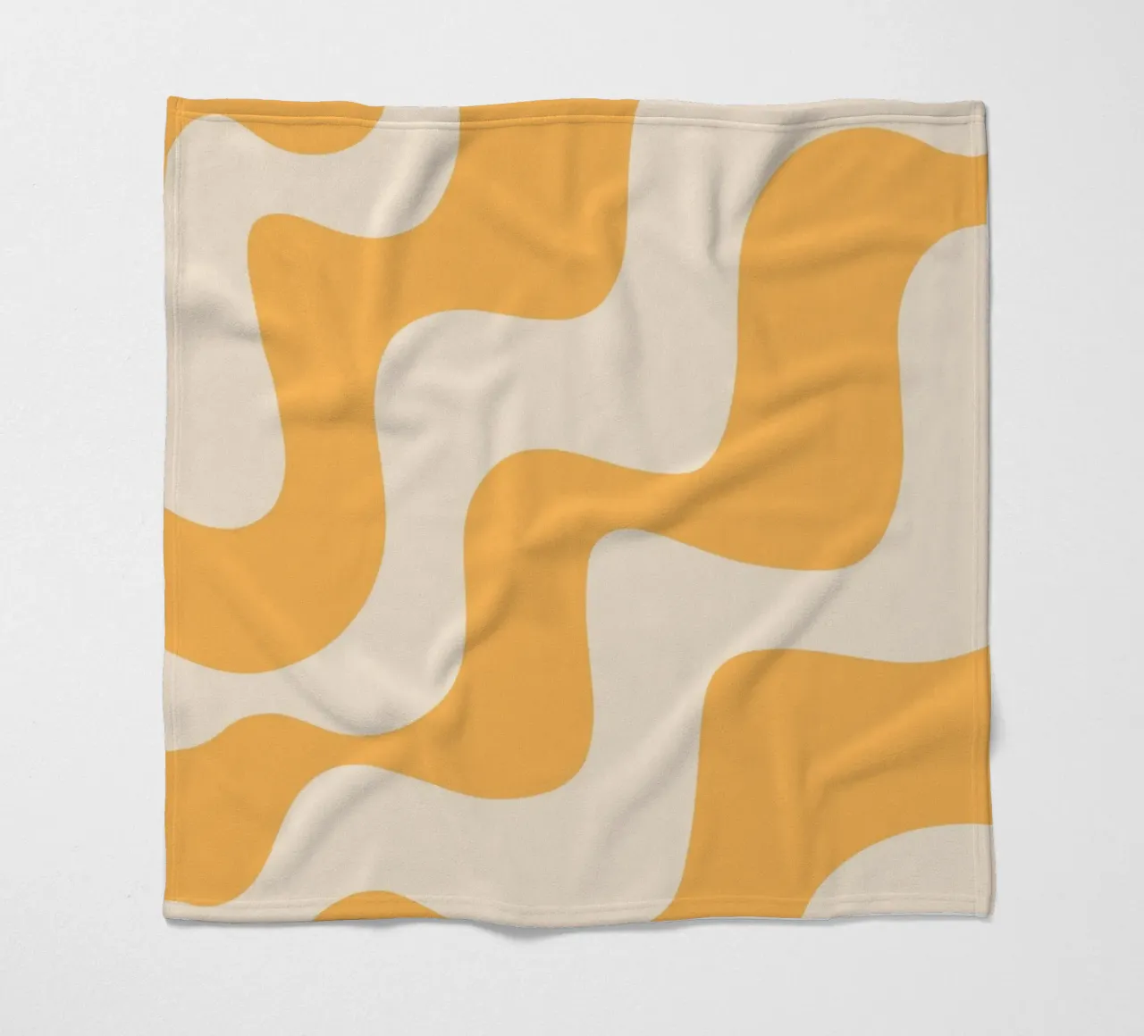 Retro Orange & Cream Wavy Abstract Print fleece blanket by homdeco