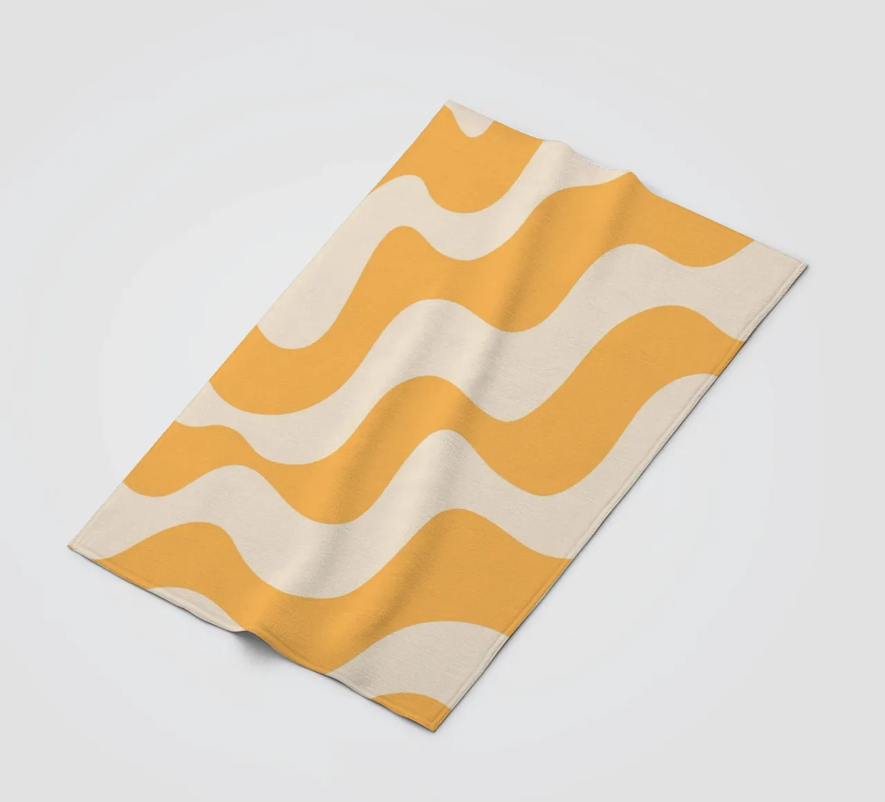 Retro Orange & Cream Wavy Abstract Print fleece blanket by homdeco