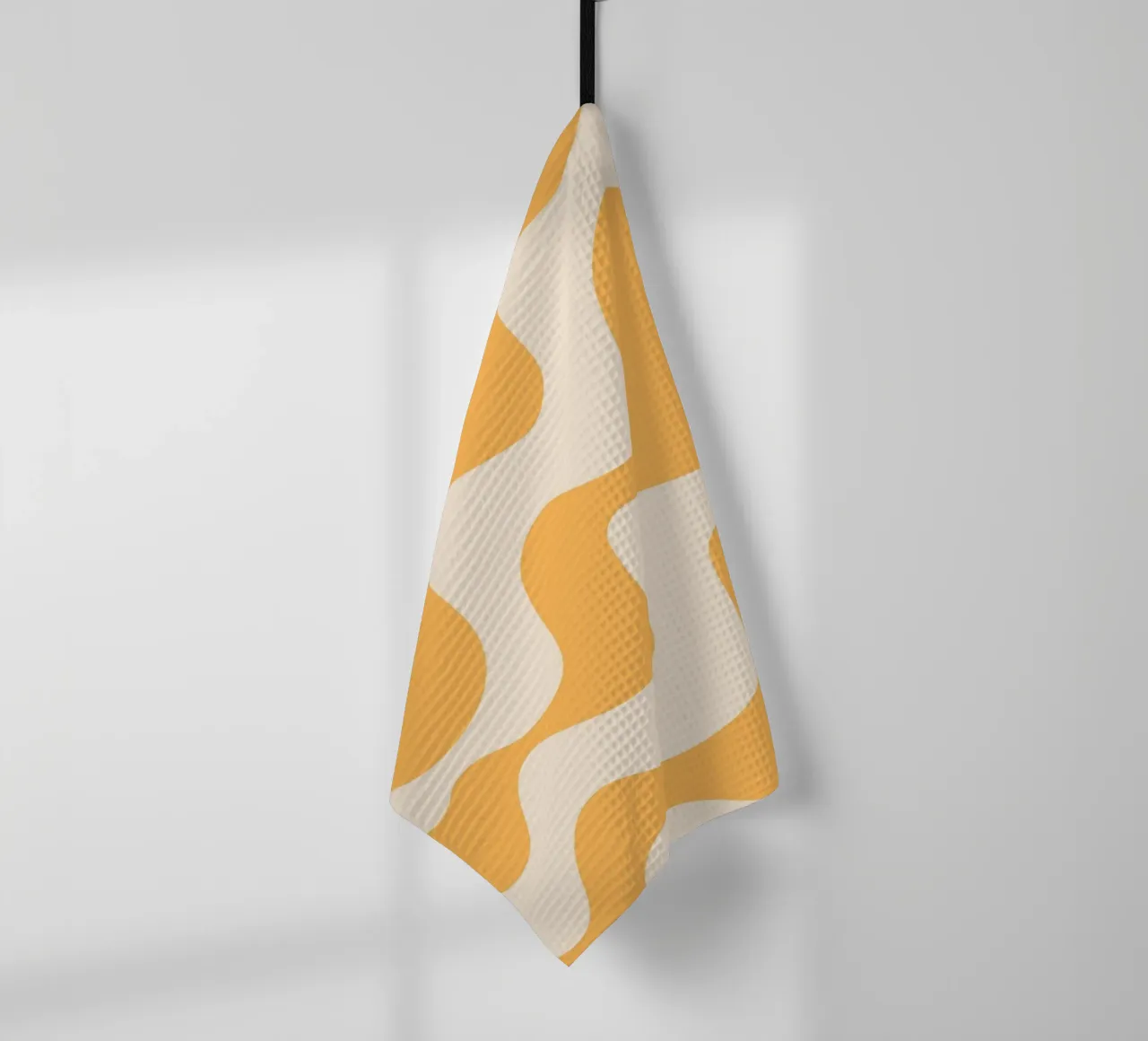 Retro Orange & Cream Wavy Abstract Print tea towel by homdeco