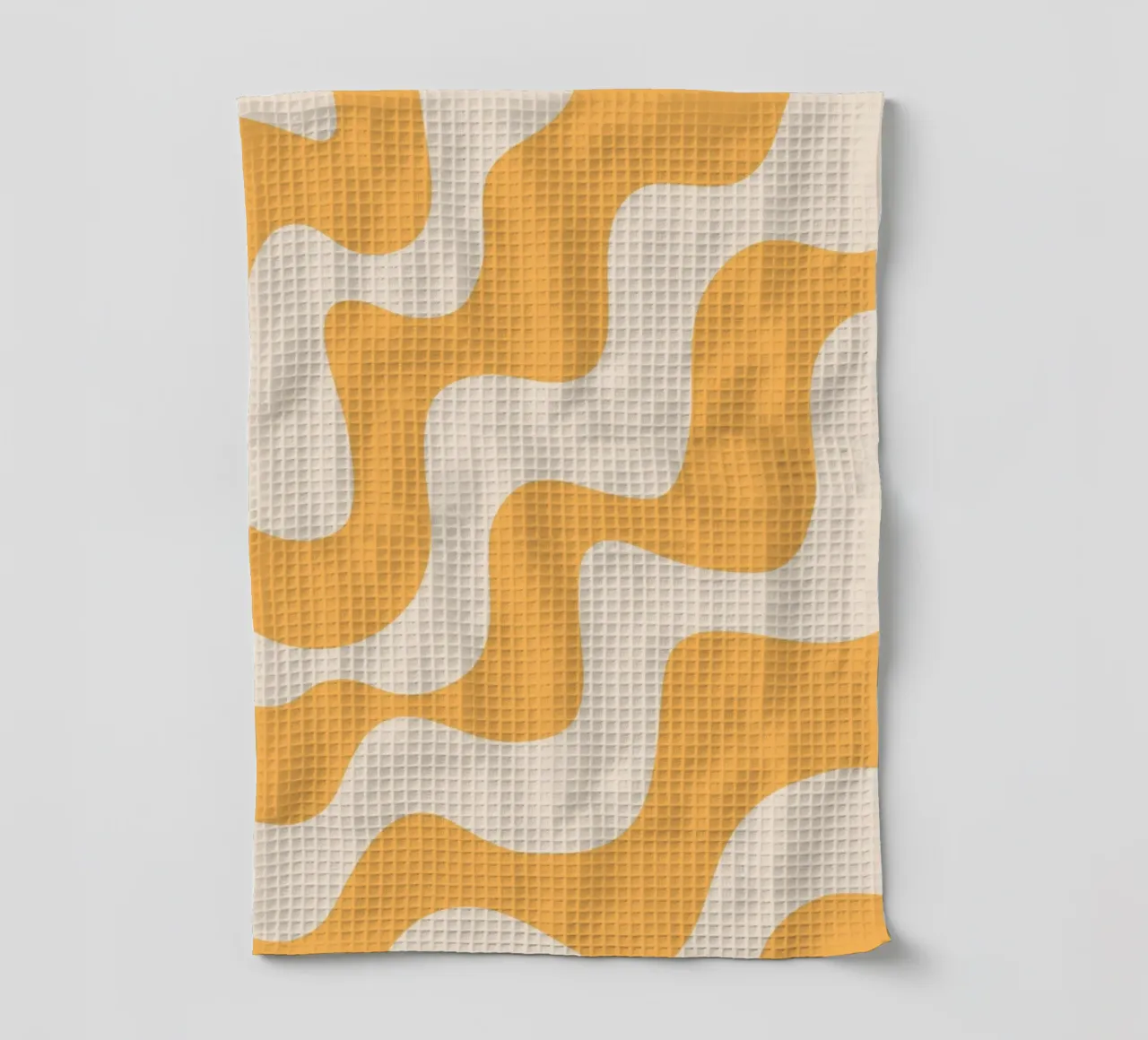 Retro Orange & Cream Wavy Abstract Print tea towel by homdeco