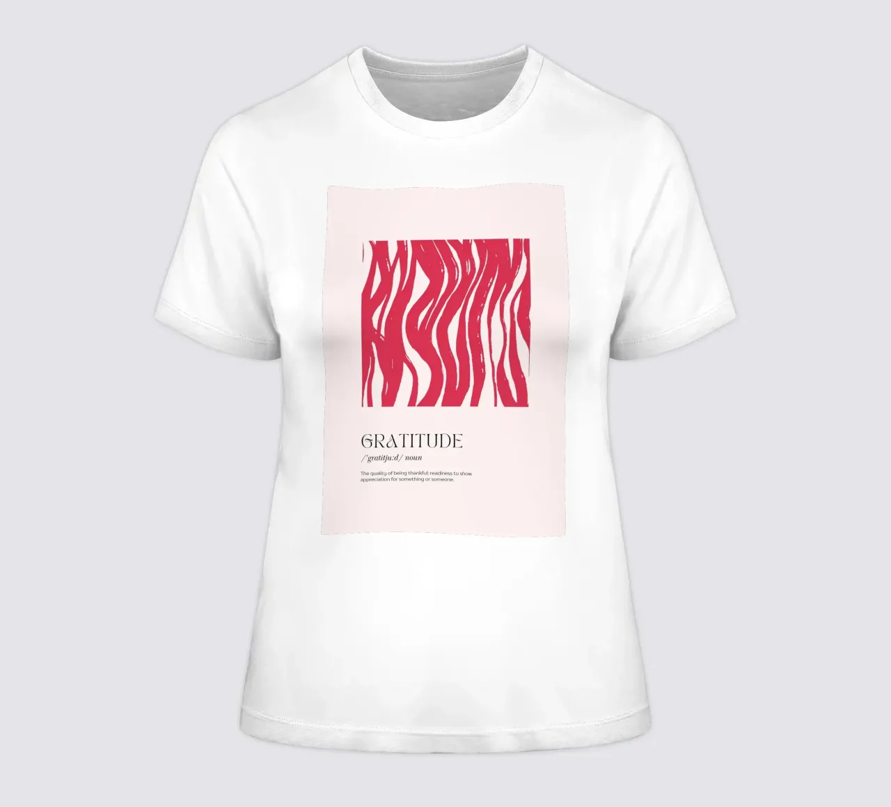 GRATITUDE Definition Abstract Red Organic Shapes Print women's fitted t-shirt by homdeco