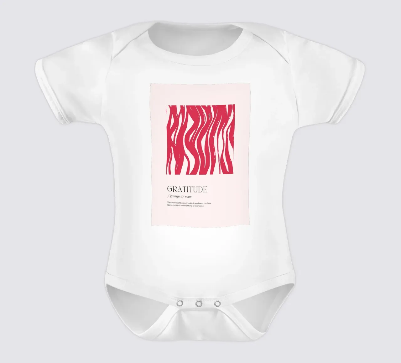 GRATITUDE Definition Abstract Red Organic Shapes Print short-sleeve baby romper by homdeco