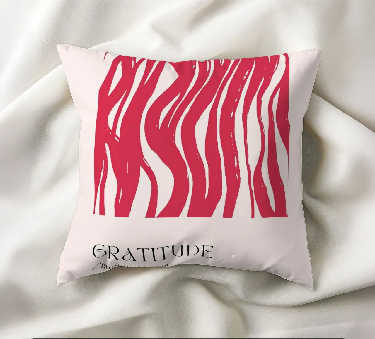 GRATITUDE Definition Abstract Red Organic Shapes Print decorative cushion by homdeco