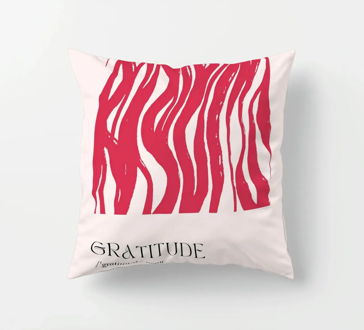 GRATITUDE Definition Abstract Red Organic Shapes Print decorative cushion by homdeco