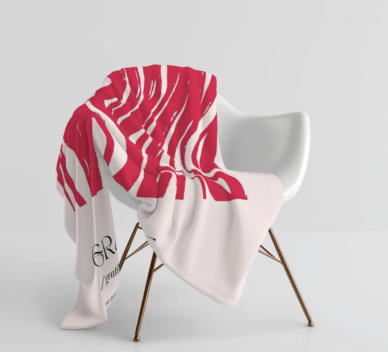 GRATITUDE Definition Abstract Red Organic Shapes Print fleece blanket by homdeco