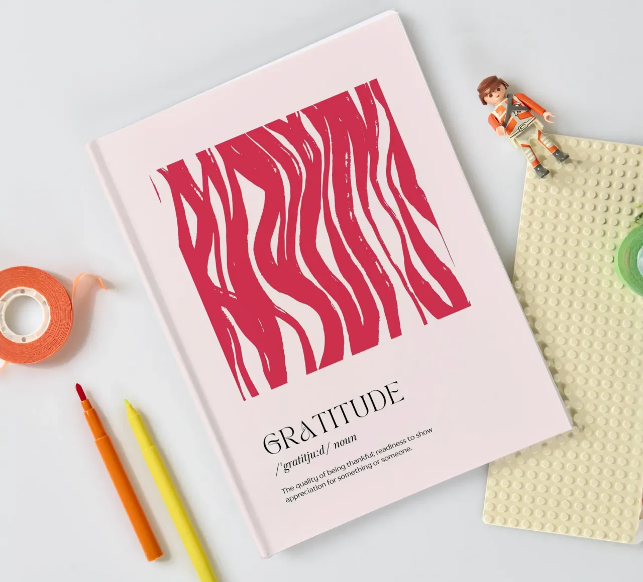 GRATITUDE Definition Abstract Red Organic Shapes Print notebook by homdeco