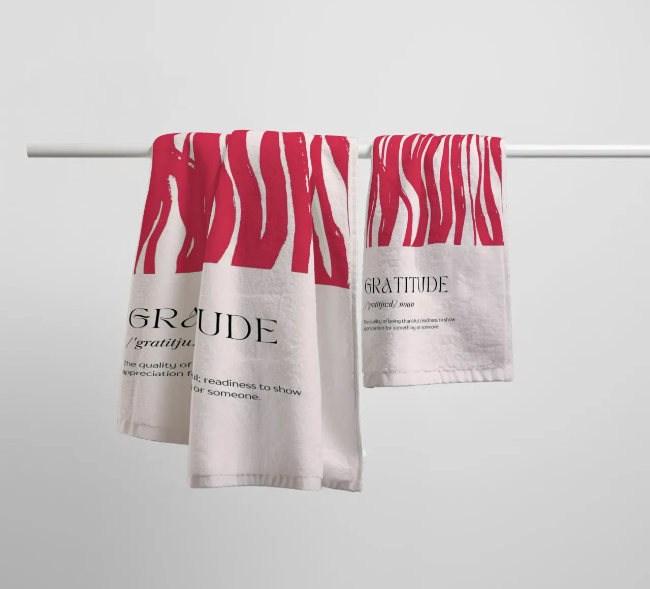 GRATITUDE Definition Abstract Red Organic Shapes Print towel by homdeco
