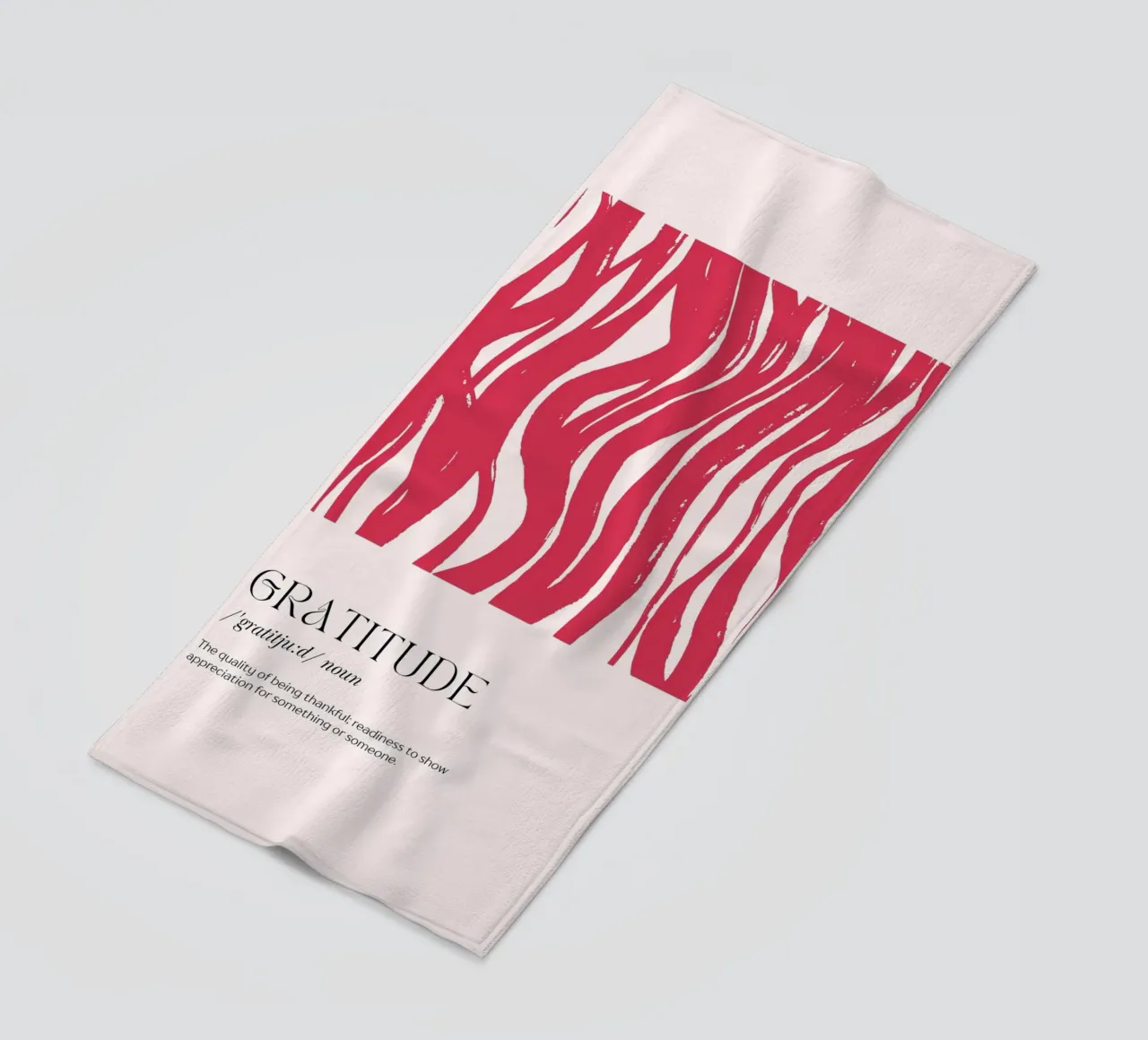 GRATITUDE Definition Abstract Red Organic Shapes Print beach towel by homdeco