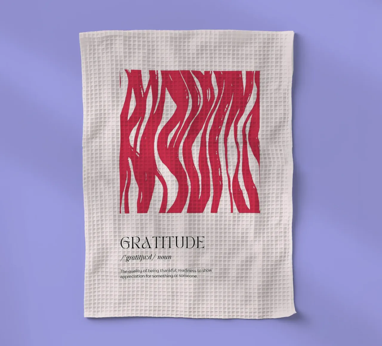 GRATITUDE Definition Abstract Red Organic Shapes Print tea towel by homdeco