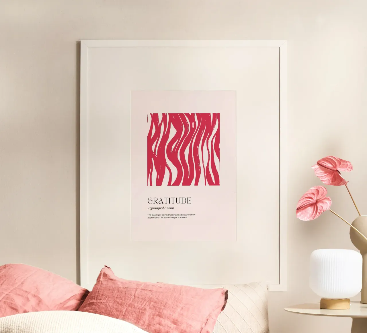 GRATITUDE Definition Abstract Red Organic Shapes Print hahnemühle by homdeco