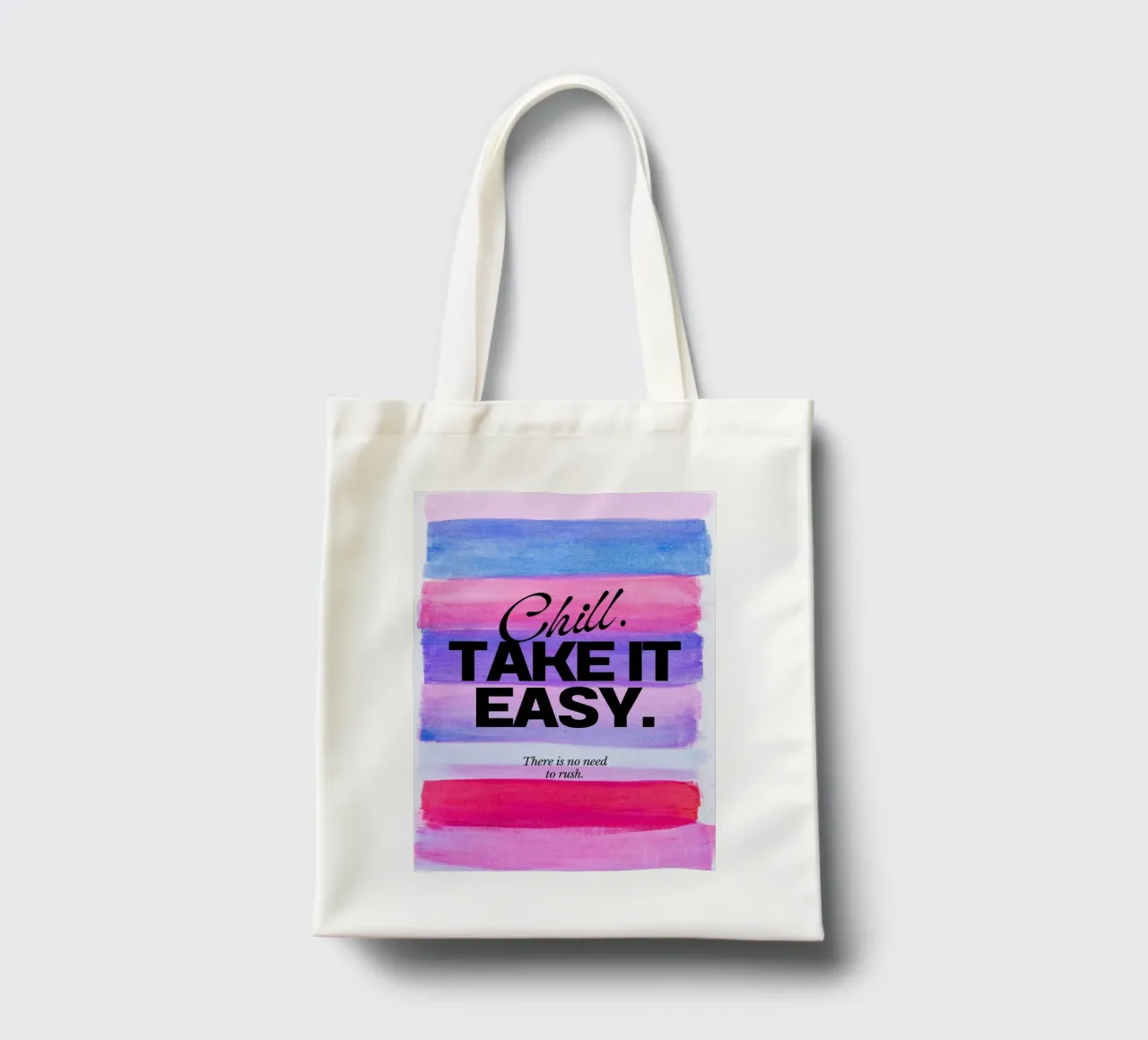 "Rilassati. Take It Easy". Stampa a righe acquerellate borsa in juta da homdeco