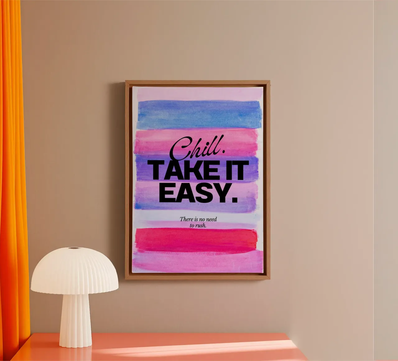 "Rilassati. Take It Easy". Stampa a righe acquerellate tela con Cornice a cassetta da homdeco