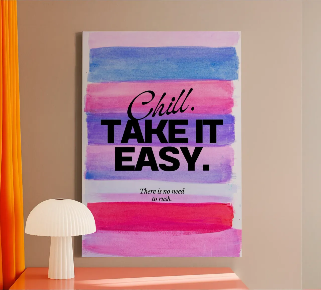 "Rilassati. Take It Easy". Stampa a righe acquerellate tela con Cornice a cassetta da homdeco