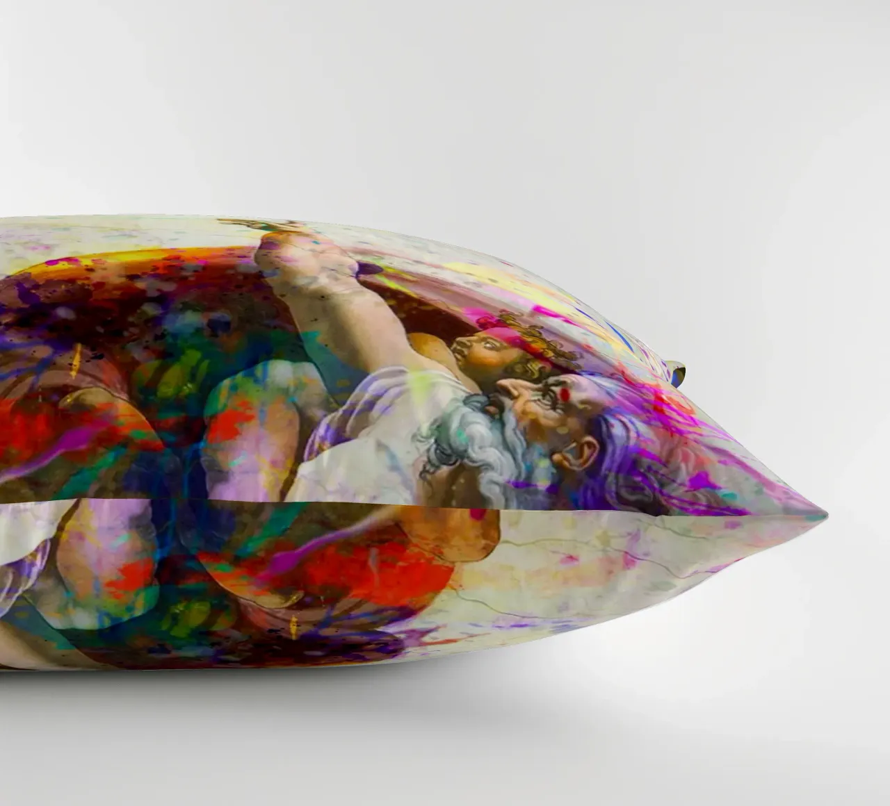 Creation of Adam - Modern Abstract Splatter Art decorative cushion by homdeco