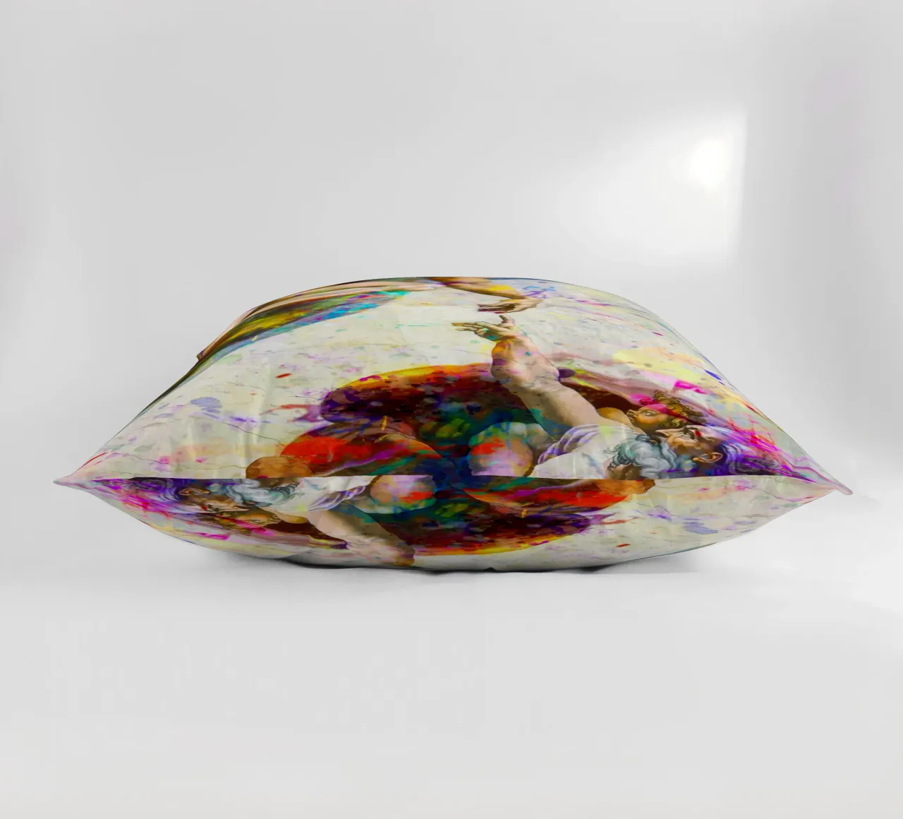 Creation of Adam - Modern Abstract Splatter Art decorative cushion by homdeco
