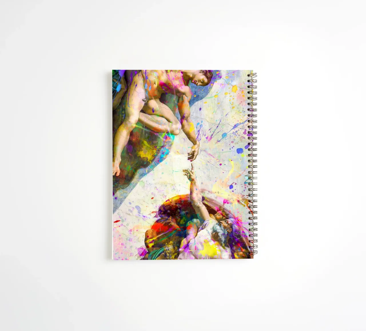 Creation of Adam - Modern Abstract Splatter Art spiral notebook by homdeco