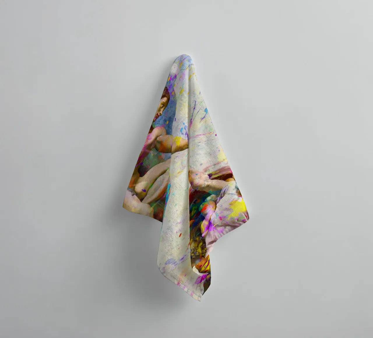 Creation of Adam - Modern Abstract Splatter Art towel by homdeco