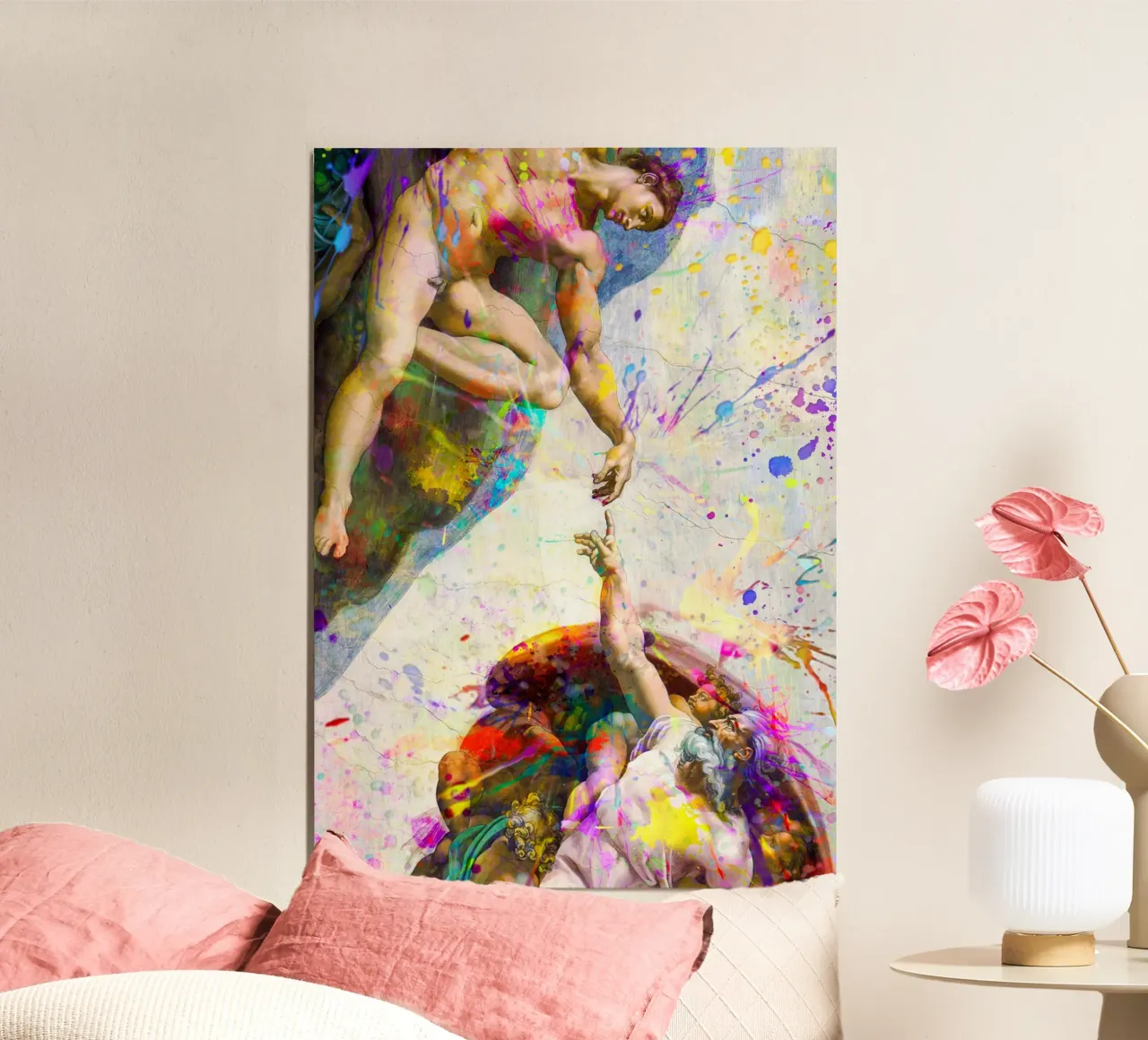 Creation of Adam - Modern Abstract Splatter Art alu-dibond by homdeco