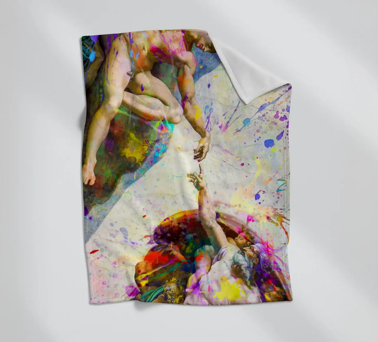 Creation of Adam - Modern Abstract Splatter Art fleece blanket by homdeco