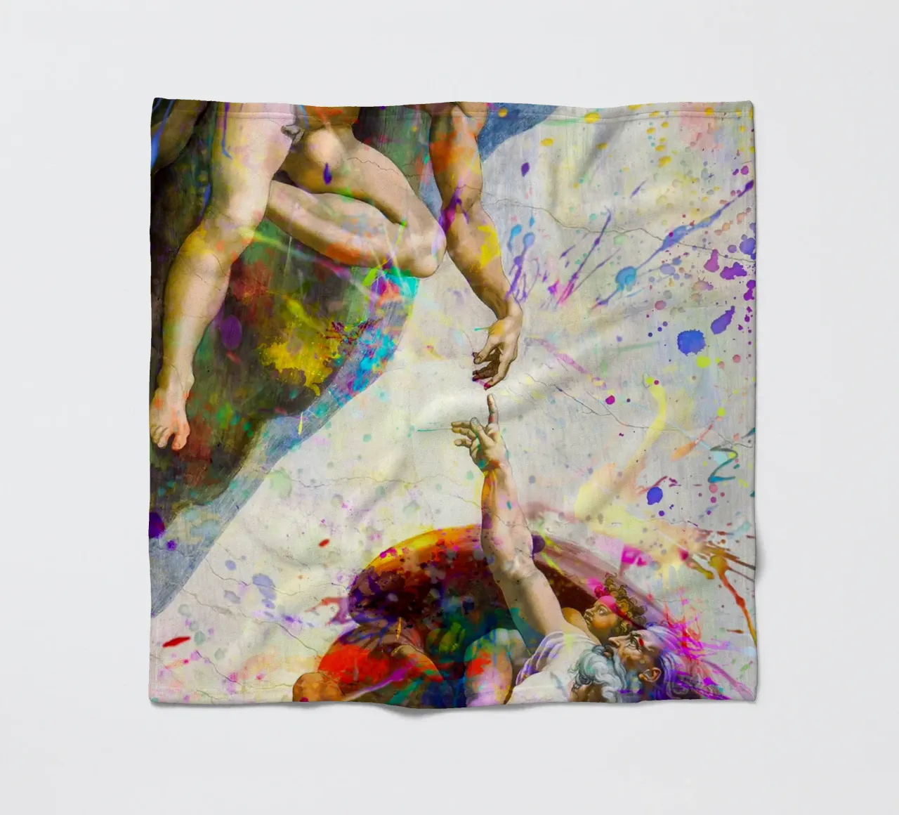 Creation of Adam - Modern Abstract Splatter Art fleece blanket by homdeco